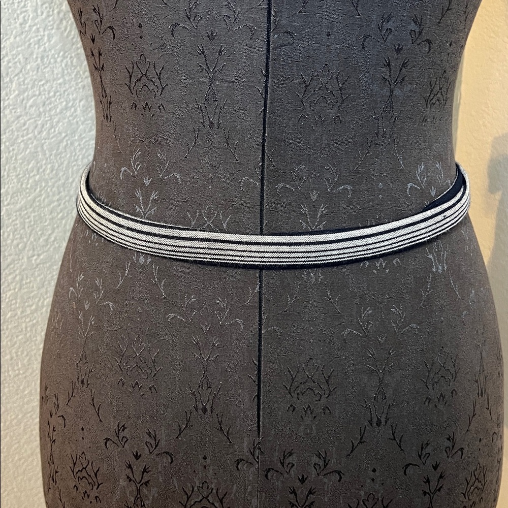 Striped Navy Blue and White Belt Linen Cotton Blend One Size - Picture 2 of 2